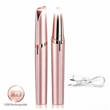 Painless Electric Eyebrow Trimmer LED Light USB Rechargeable Facial Hair Remover