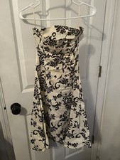 NWOT Y2K Vintage Ruby Rox Women’s Strapless Bandeau Dress Cream & Brown Sz  9