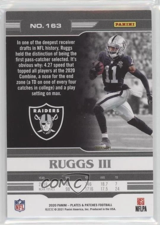 2020 Panini Plates & Patches Rookies Purple /35 Henry Ruggs III #163 Rookie RC - Image 2 of 2