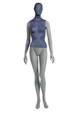 Damen Schaufensterpuppe Schaufensterfigur Mannequin Polyform grau mit Jeansbezug