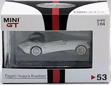 Miniature Car 1/64 Pagani Huayra Roadster Black Stripe RHD White Diecast Mini GT