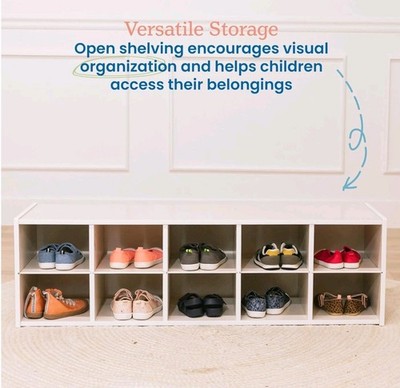 ECR4Kids Streamline 10 Cubby Tray Storage Cabinet, 2x5, Classroom Furniture,...