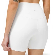 LULULEMON High Rise Align Shorts 6" Biker Style SOLID WHITE Minimalist SZ 14
