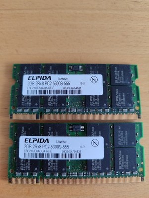 4GB Kit, 2x ELPIDA 2GB 2Rx8 PC02-5300S-555, EBE21UE8ACUA-6E-E Arbeitspeicher/RAM
