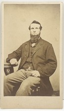 1870s CDV Bearded Man Seated Studio Portrait Victorian Gentleman Antique Photo
