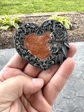 Vintage Siskiyou Pewter HEART Floral Enameled Belt Buckle 1995 USA