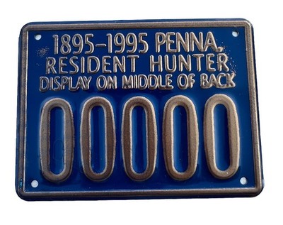 LICENSE Plates Plate Sample Pennsylvania Resident Hunter 1895 1995