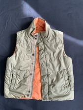 Zara Boys Reversible Puffer Vest Size 6-Olive Green/orange-Zip Snap Closure/Used