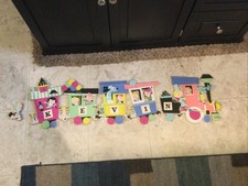 1960  s Dolly Toy Co Nursery Wall Decor Train Set Personalized For  Kevin  4 Pc