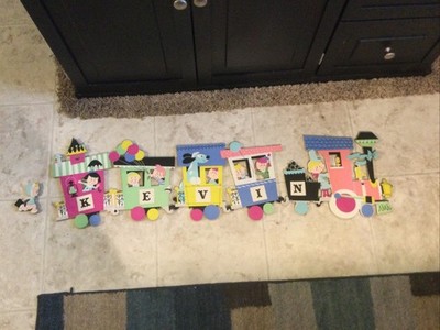 1960 s Dolly Toy Co Nursery Wall Decor Train Set Personalized For  Kevin  4 Pc