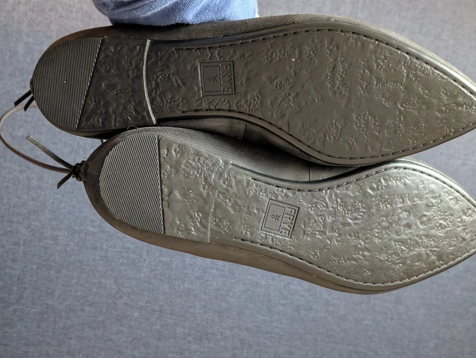 Frye Ballet Pisos Sienna Punta Cuero Negro Talla 9.5 Informal Cómodo Sin Cordones Foto 3 de 3