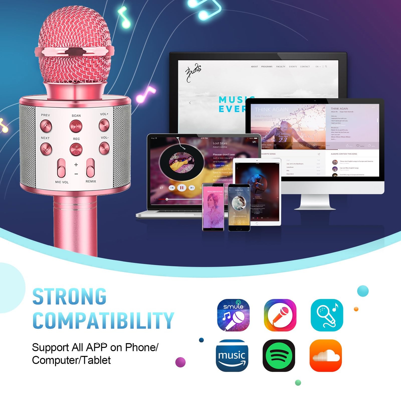 Microfono Bambini Microfono Wireless Bluetooth Giocattoli per Bambina 3-10 anni foto 6