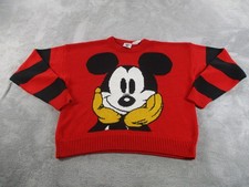 Vintage Mickey  Co Pullover Sweater Womens Large Red Mickey Mouse Striped