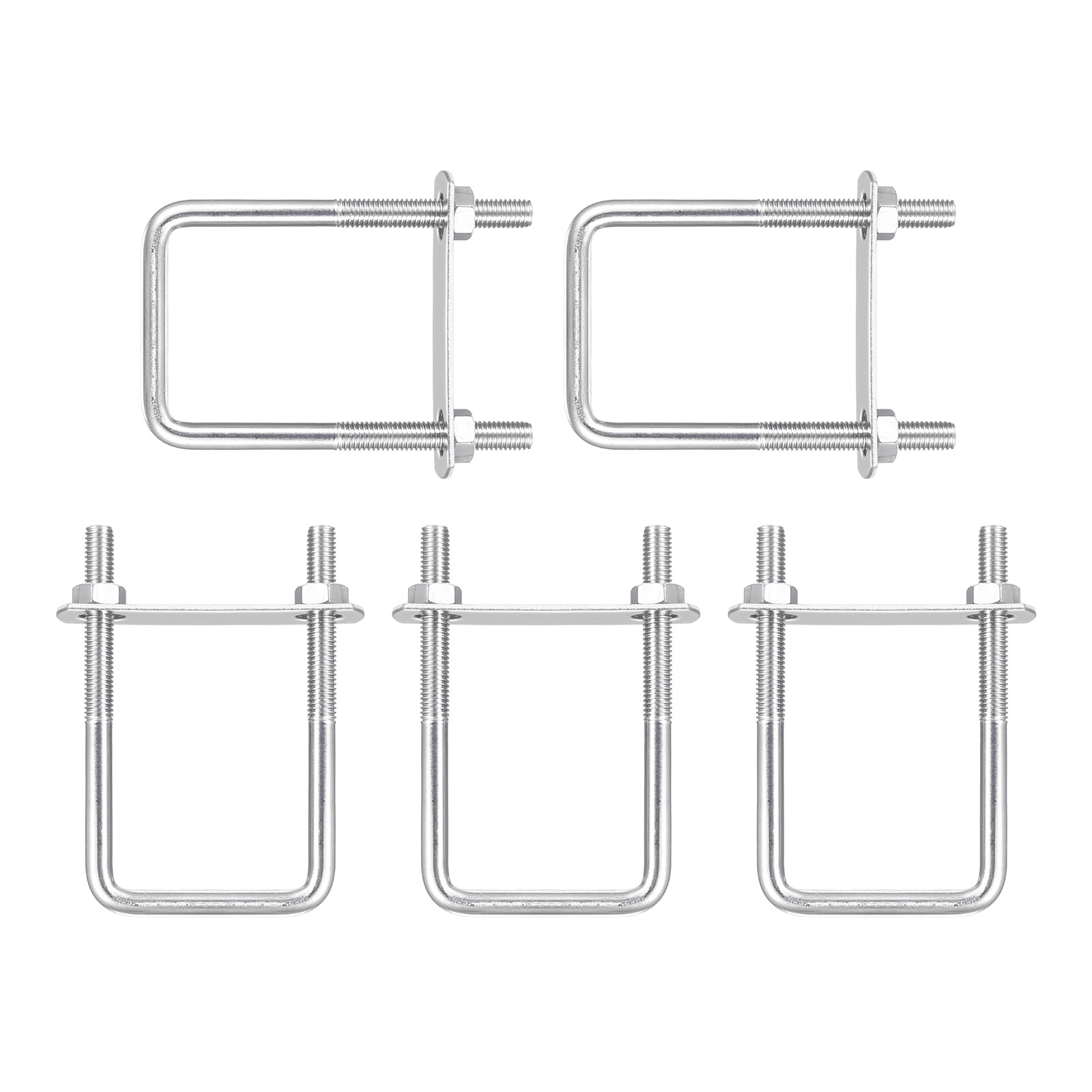 M8x50x100mm(DxWxL) Square U Bolt - 5Pack - Good for Pipe - 304 Stainless Steel