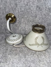 Vintage Tole Toleware Wall Sconce Hanging Metal Plug In Shade Works
