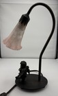 Vintage Tulip Shaped Frosted Glass Shade Table Lamp Nightlight w/ Cherub Harp — photo 1