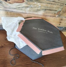 Vintage 1950s Pill Hat Box Cardboard Golden Rule Crawfordsville, Ind. Pink/Black