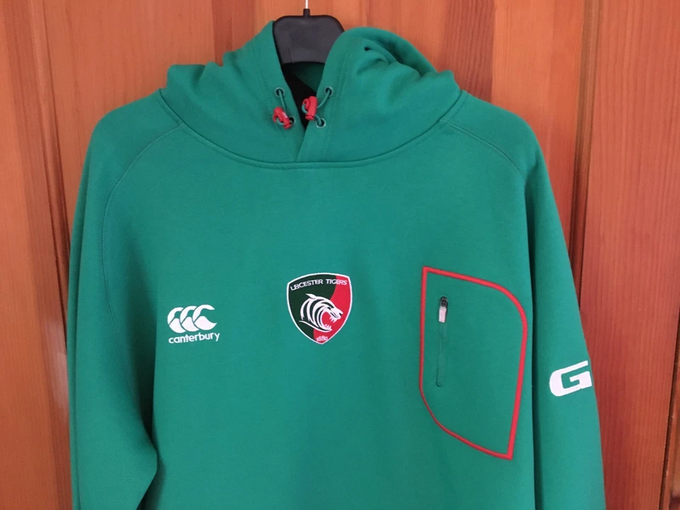 Men's Canterbury Ocean Green Rare Overhead Leicester Tigers Hoodie Size XXXL New — 第 4/4 张图片