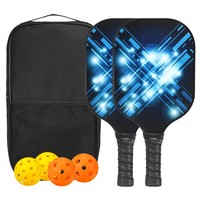Pickleball-SchläGerset Mit Kissen-Griff,2 SchläGer,4 PicklebäLle,Blau Kreuz