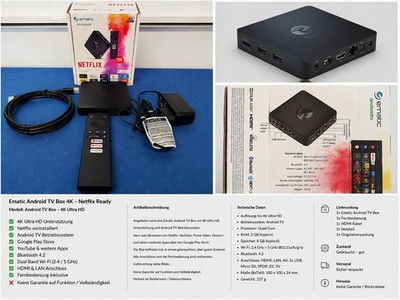    Ematic Android TV Box 4K Netflix YouTube WLAN HDMI