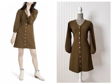 MADEWELL  Texture & Thread Crepe Balloon-Sleeve Dress Size Small