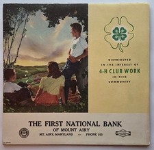 1952 National 4-H Club Calendar First National Bank of Mount Airy, MD