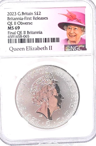 2023 Queen Elizabeth II Great Britain S 2 Pounds NGC MS69 Lot. 616