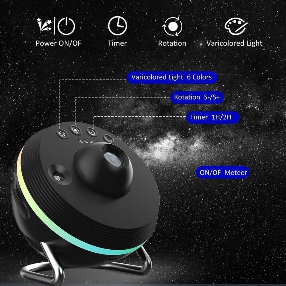 LED Galaxy Projector Starry Night Light Sky Star Party Lamp Planetarium Room USA - Image 3 of 4