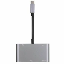 Aluminum Alloy 5 in 1 USB-C PD Type-C Adapter Converter Hub HDMI/4K, VGA/1080P E
