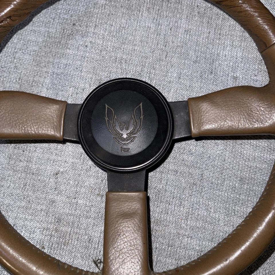 1982-1989 Pontiac Firebird Original Leather Steering Wheel GTA Horn Button Cap - Image 3 of 4
