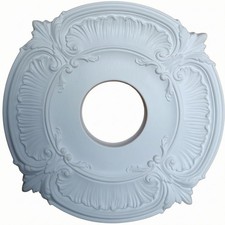 Deckenrosette Plasteroptik Runde Deckenplatte Konzentrische Struktur