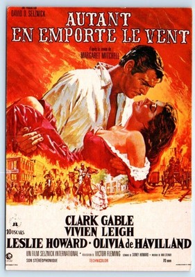 Autant En Emporte Le Vent - Clark Gable & Vivien Leigh Film Poster 4x6 Postcard