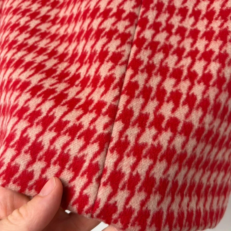 Prada Tweed Houndstooth Wool Red A-Line Mini Skirt image 5