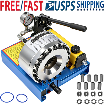 #ad High Pressure Manual Hydraulic Hose Crimper Hose Pipe Crimping W 8 sets Molds $469.99