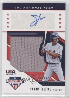 2019 Panini USA Baseball Stars & Stripes Jerseys 109/199 Trey Faltine Auto 0a2