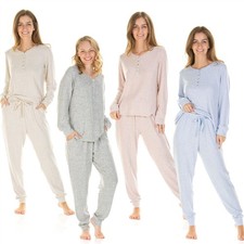 Ladies Brushed Pyjamas Long Sleeve Pyjama Set Size 8-22