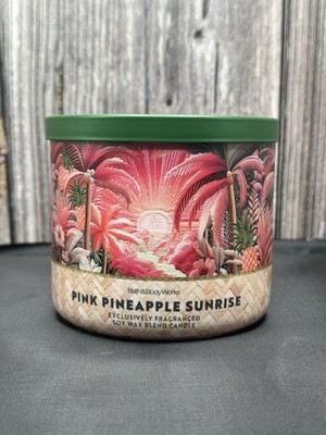 Bath & Body Works PINK PINEAPPLE SUNRISE  3 Wick Candle BURNS 25-45 Hrs YUM