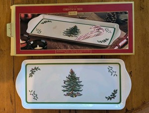New SPODE Christmas Tree 15" Melamine Sandwich Tray Pimpernel