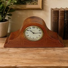 Vintage Swiss DIMRA Mantel Clock 8 Day Wind Up Wooden Case Working