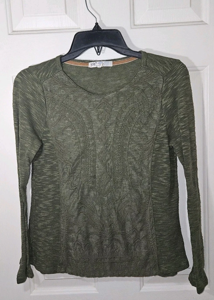 Jolt Top Lace Heathered Army Olive Green Y2K Whimsigoth Fairycore Boho Gypsy Sm - Image 2 of 4