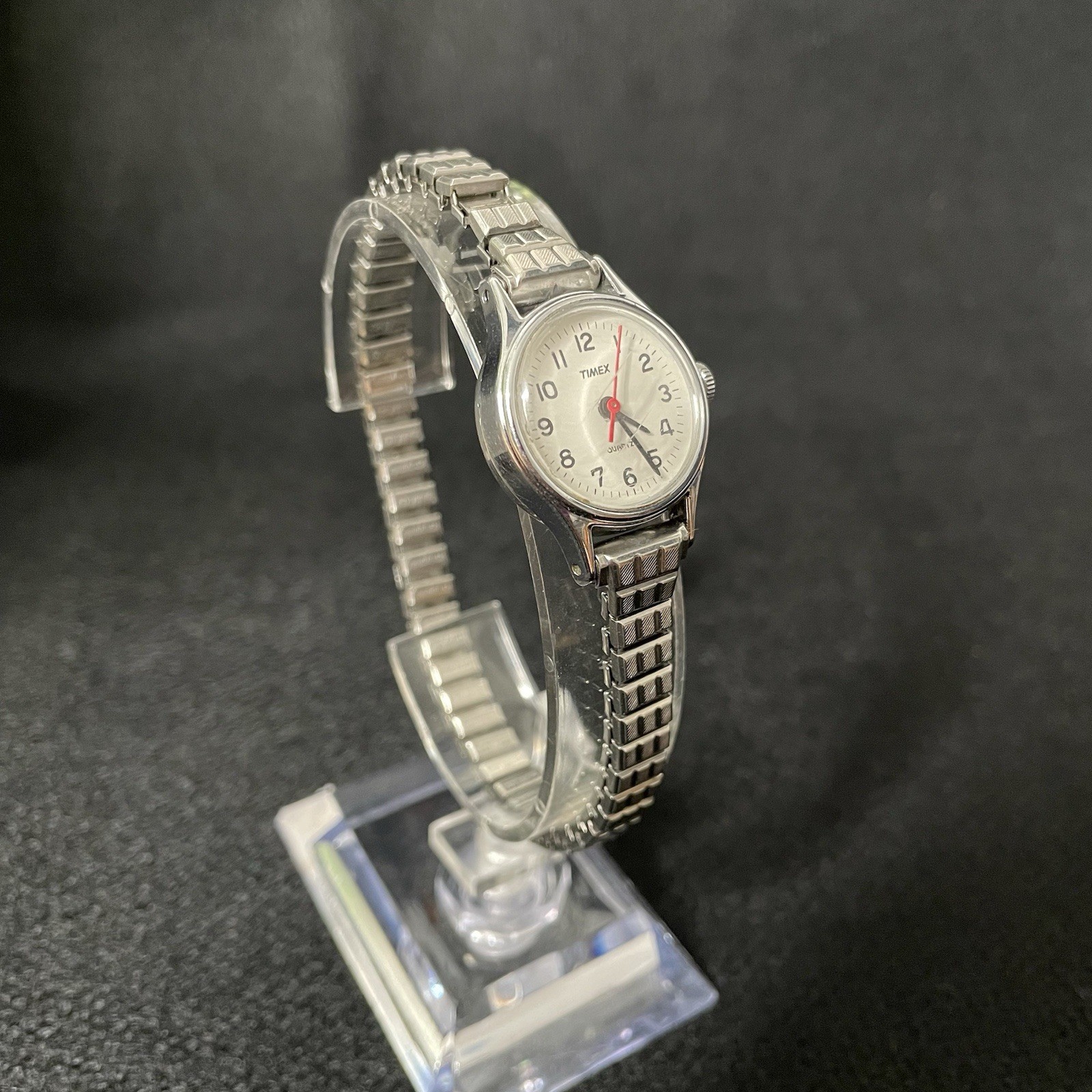 Vintage Timex Quartz Watch Women 21mm Silver Tone Stretch Band New Battery