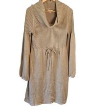 Calvin Klein Tan Sweater Dress with Cowl Neck Careerwear Minimalist Corpcore