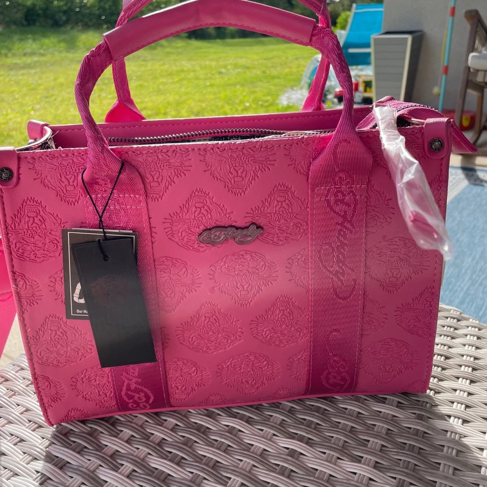 Bolso de mano Ed Hardy Bubble Gum rosa tigre en relieve nuevo con etiquetas Foto 3 de 4