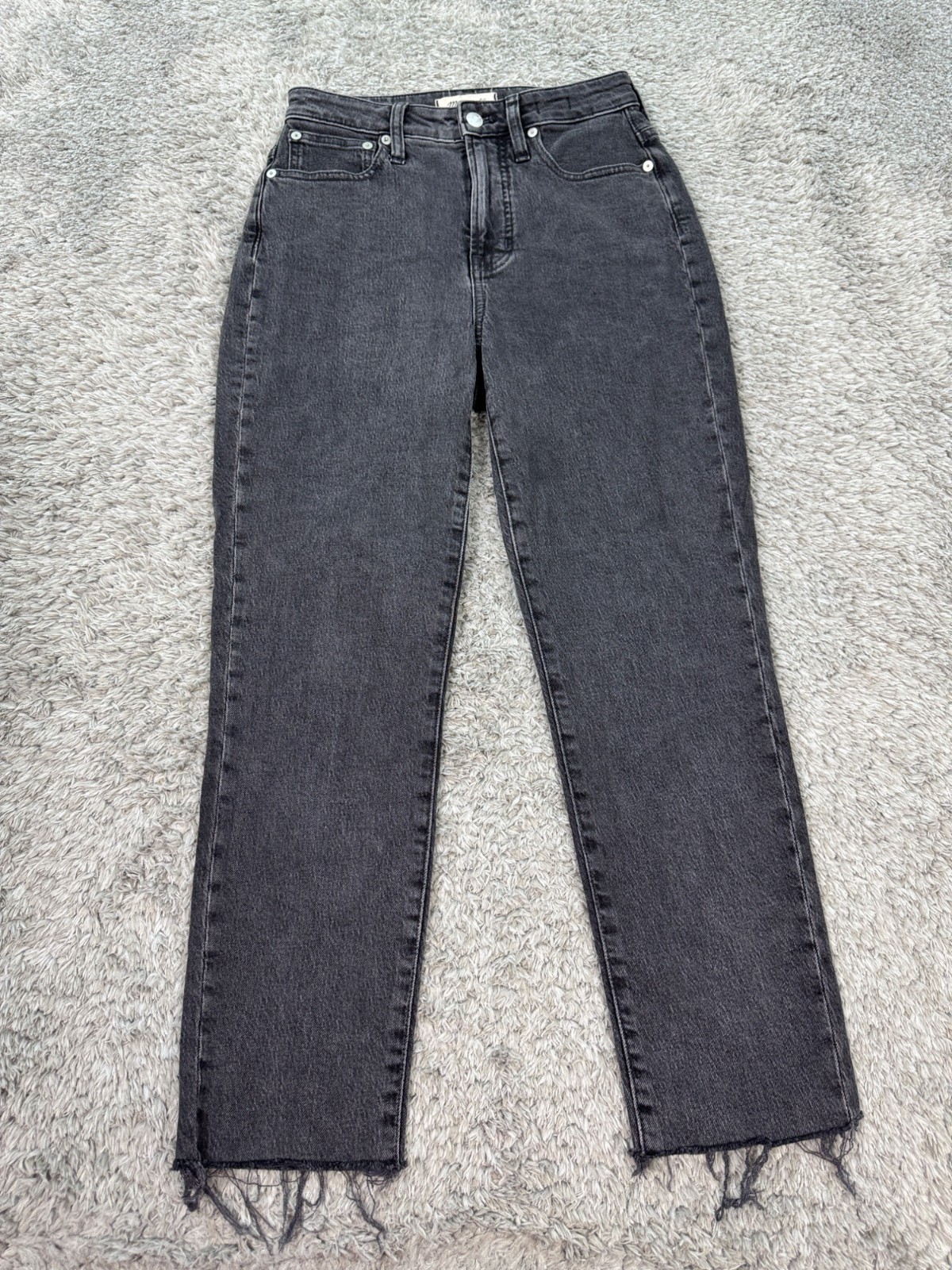 Madewell Jeans Women 24 Black Curvy Perfect Vintage Frayed Hem High Rise Denim