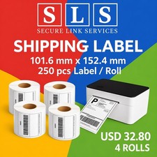 4 Rolls 4x6 Direct Thermal Shipping Labels - 250 per roll - 1000 labels