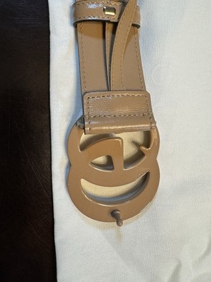New Gucci GG Logo Pink Buckle Leather Belt Size 48 / 120 cm 