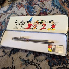 Vintage Disney Store Exclusive Mickey Ball Point Pen Silver Gold Tone RARE