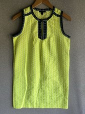 J Crew Dress Womens 0 Yellow Embroidered Sleeveless 