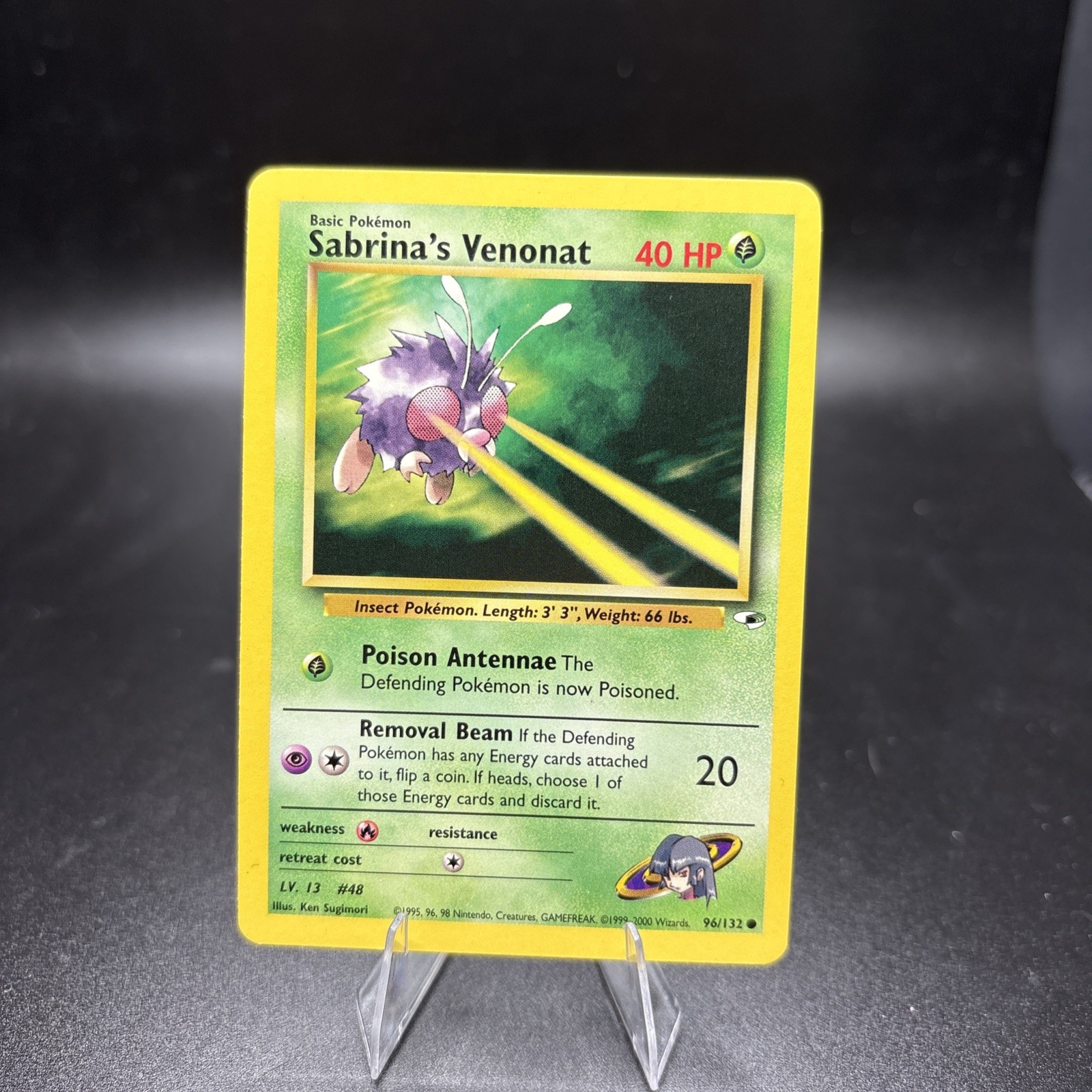 Sabrina's Venonat 96/132 Gym Heroes Series Common Basic Pokemon Card 2000 NM -j