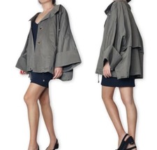Women's Marla Wynne Canvas Drama Nautical Jacket Khaki Tan ~ 2x